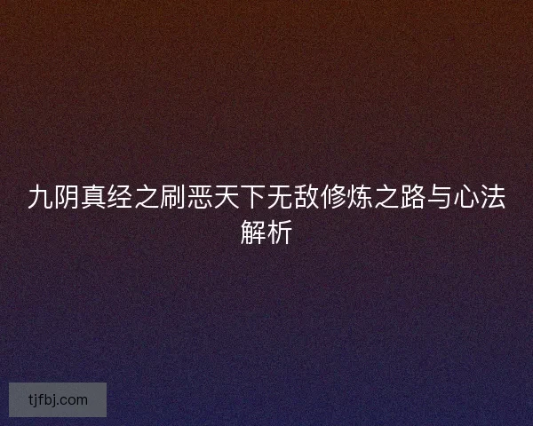 九阴真经之刷恶天下无敌修炼之路与心法解析