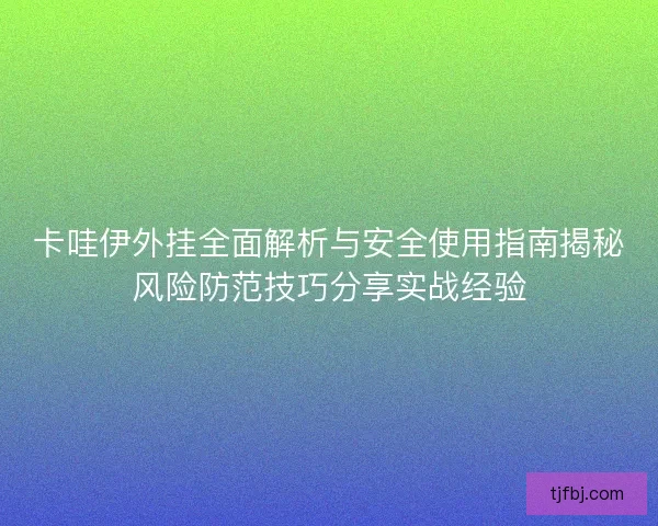 卡哇伊外挂全面解析与安全使用指南揭秘风险防范技巧分享实战经验