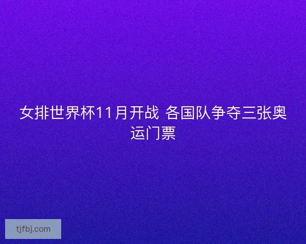 女排世界杯11月开战 各国队争夺三张奥运门票